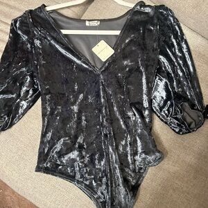 Free people Black Velvet Bodysuit